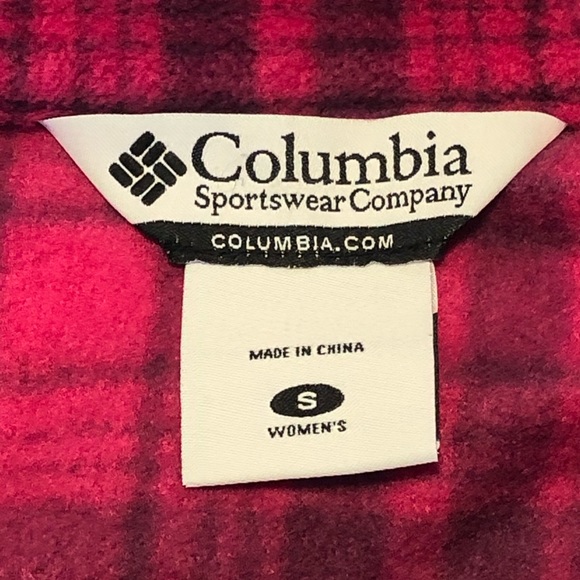 ⭐️ Columbia Pink Plaid Fleece Full Zip Jacket SMALL - Picture 6 of 8